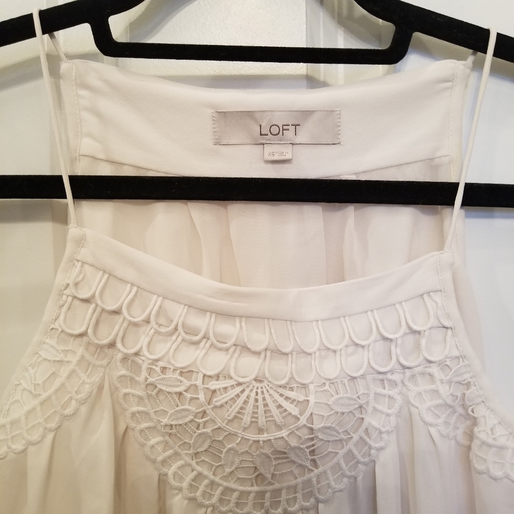 LOFT White Camisole with Embroidered Detail